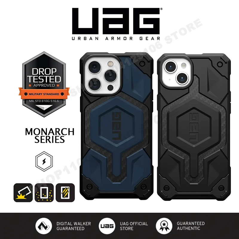 Original UAG Monarch Pro Carbon Fiber Magnetic Case for IPhone 16 Pro Iphone 15 Plus /14/13/15 PRO MAX MagSafe Rugged Cover