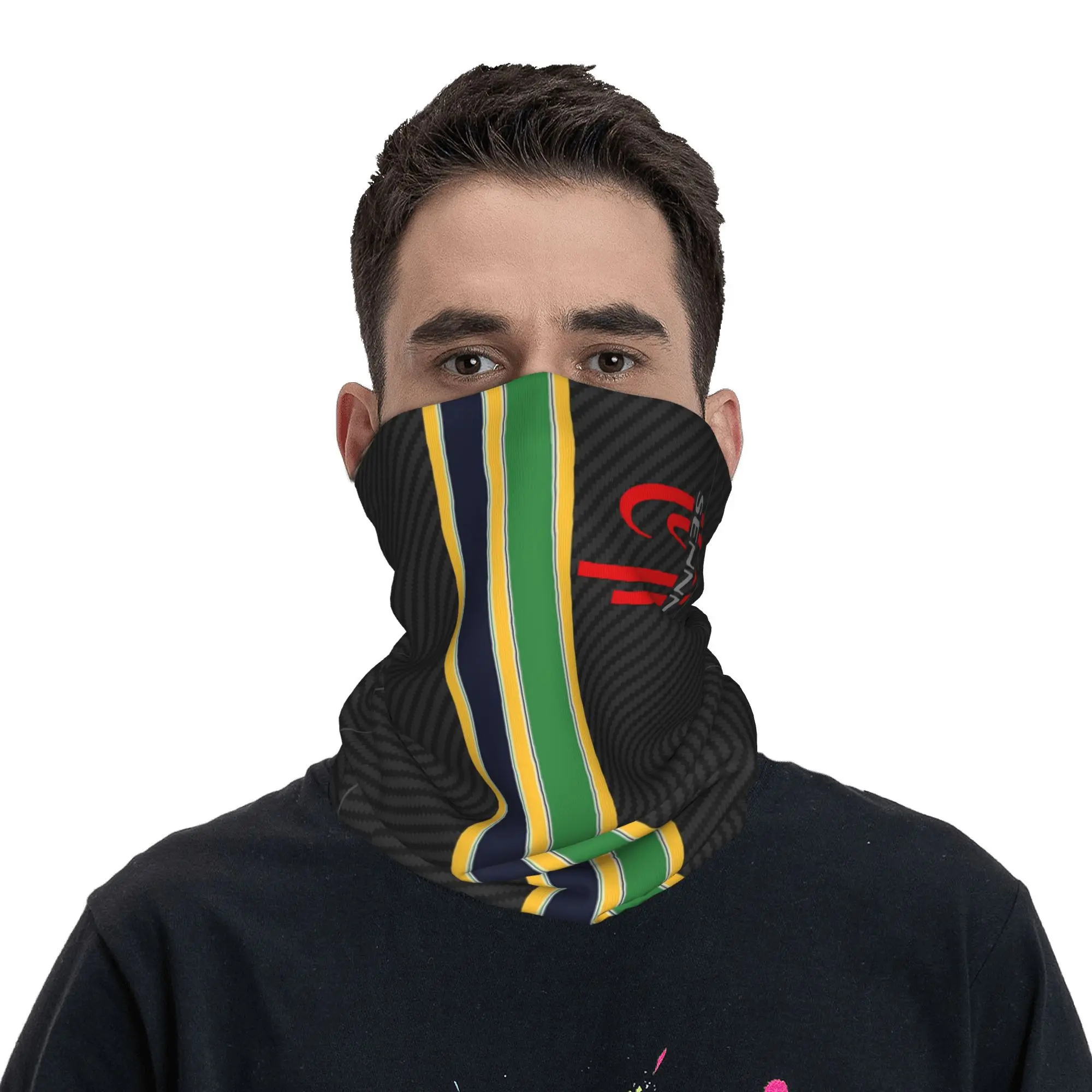 Ayrton Senna Racing Stripe Bandana Neck Gaiter Printed  Mask Scarf Warm Face Mask Hiking Unisex Adult Windproof