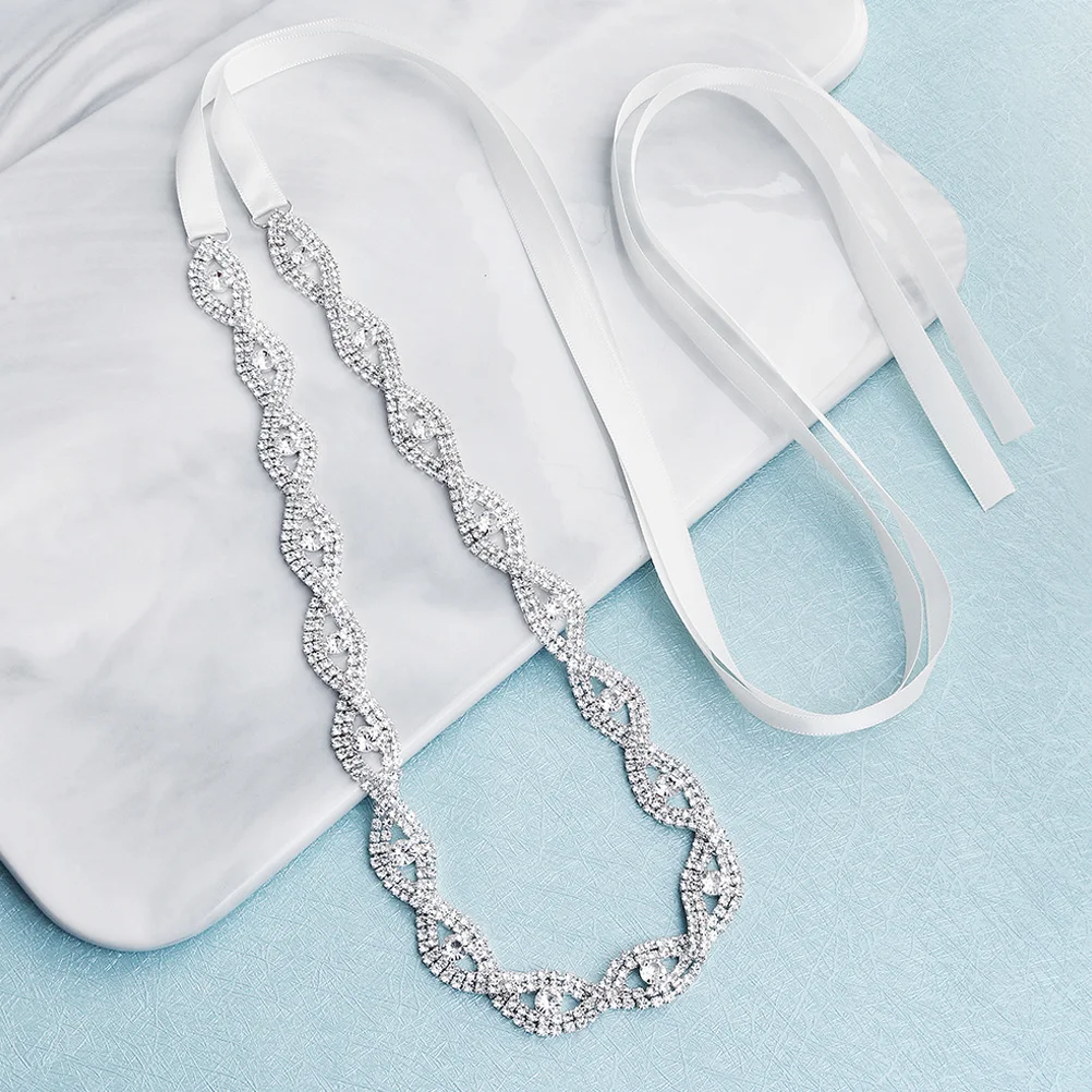 

Rhinestone Belt Braided for Wedding Bridal Waistband Rhinestones Bridesmaid Silver Miss