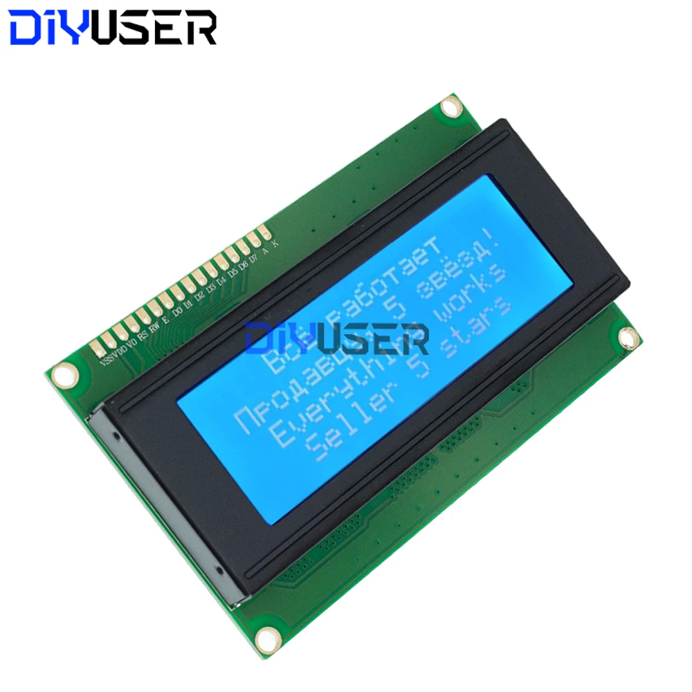 شاشة LCD2004 مقاس 20 × 4، واجهة I2C، إضاءة خلفية زرقاء/أخضر لـ Arduino، STM32، Raspberry Pi، حفظ دبابيس الإدخال/الإخراج الرقمية #2
