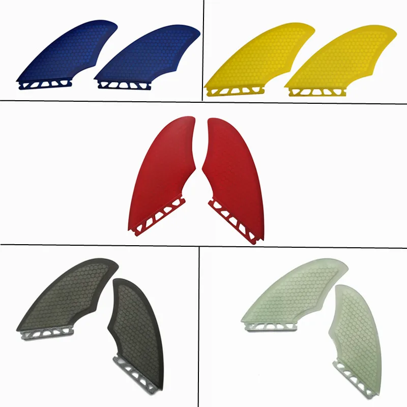 Fibreglass Surfboard Fin with Honeycomb, Double Tabs, Single Tabs, Surf Fin, Keel fin, White, Gray, Blue, Twin Fins Pair,