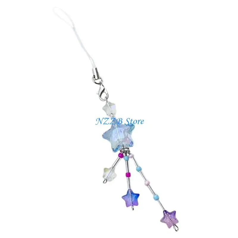 

T21F Fashion Phone Chain Bowknot Star Phone Strap Butterfly Pendant Keychain Phone Lanyard Wrist Strap for Women Bag Backpack