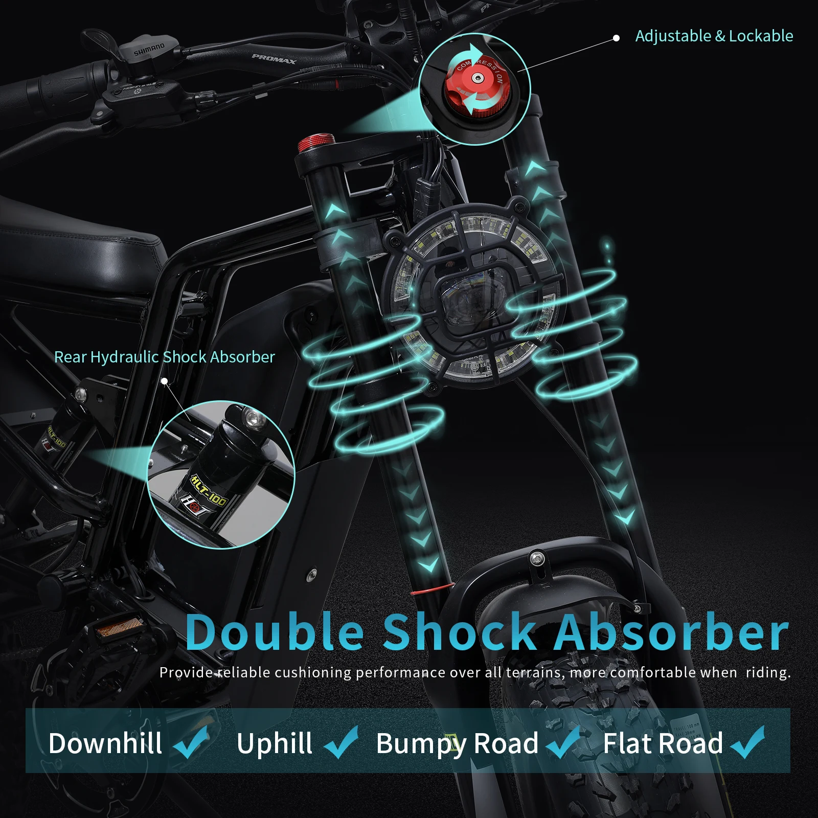 دراجة جبلية كهربائية 750 وات 48 فولت 17.5 أمبير 45 ميل فئة 3 دراجة إلكترونية، دراجة لجميع التضاريس بإطارات سميكة مقاس 20 بوصة مع شاشة LCD معتمدة من UL #6