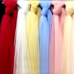 Hot Sale Soft Tulle Fabric Wedding Celebration Pink Blue Yellow Mesh Chair Back Yarn Encryption Gauze Curtain Clothing Material