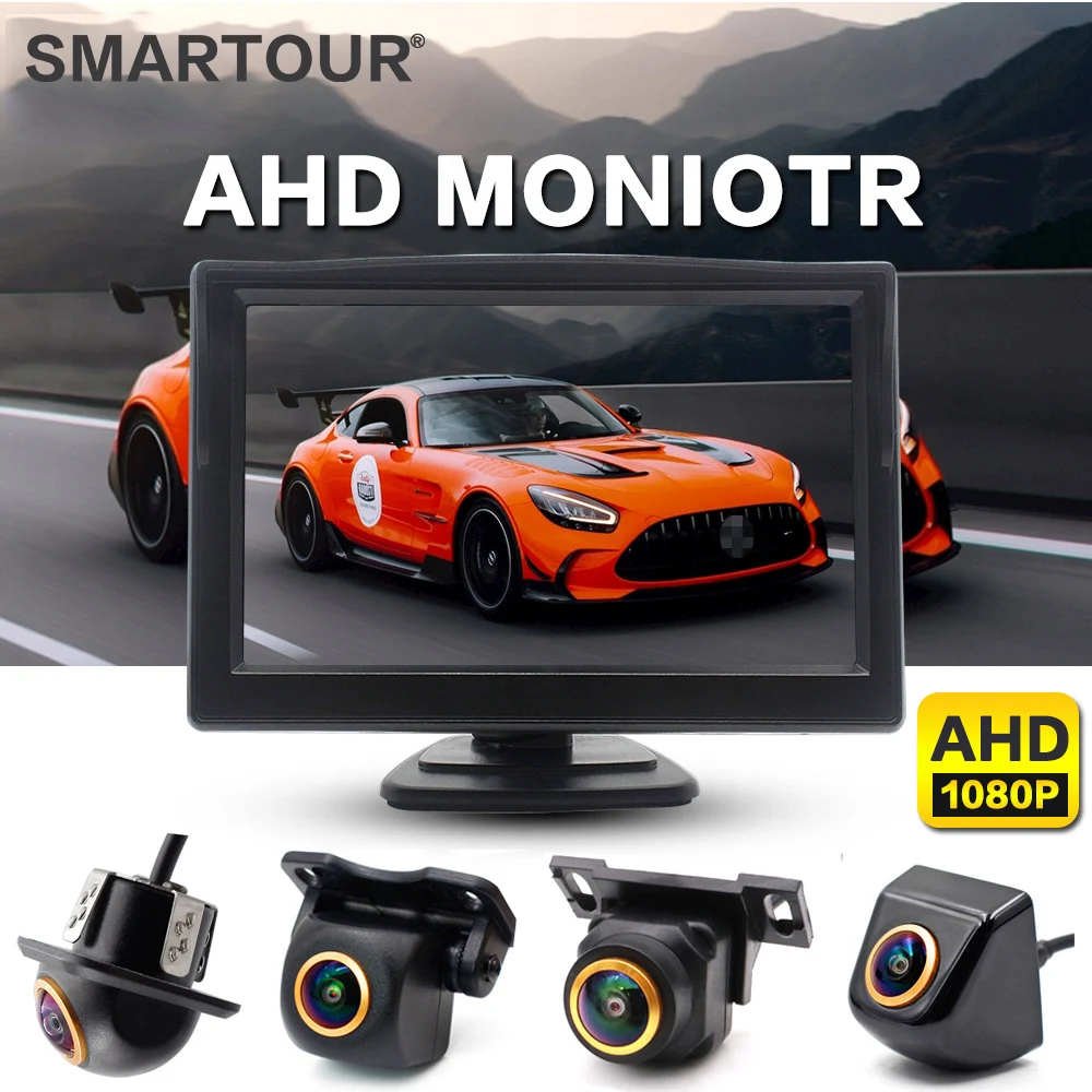 

SMARTOUR 5 inch AHD IPS Monitor 1920*1080P High Definition 180 Degree Starlight Night Vision Vehicle Camera Reverse For Car