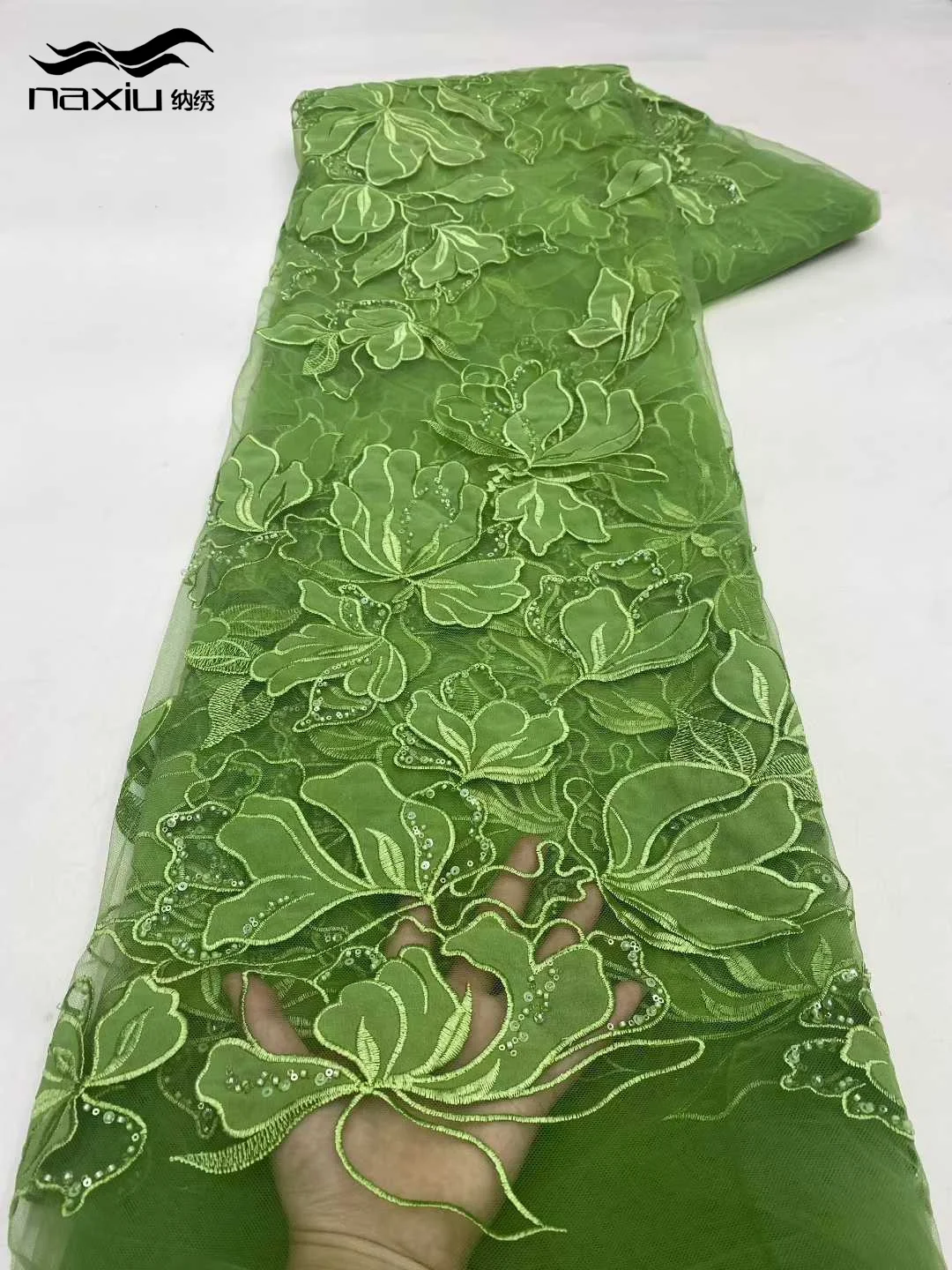 

Madison Chiffon Hight Quality Nigeria Sequins Net Embroidery Lace Fabric Luxury African Mesh Lace Fabric 2025 French Tulle Lace