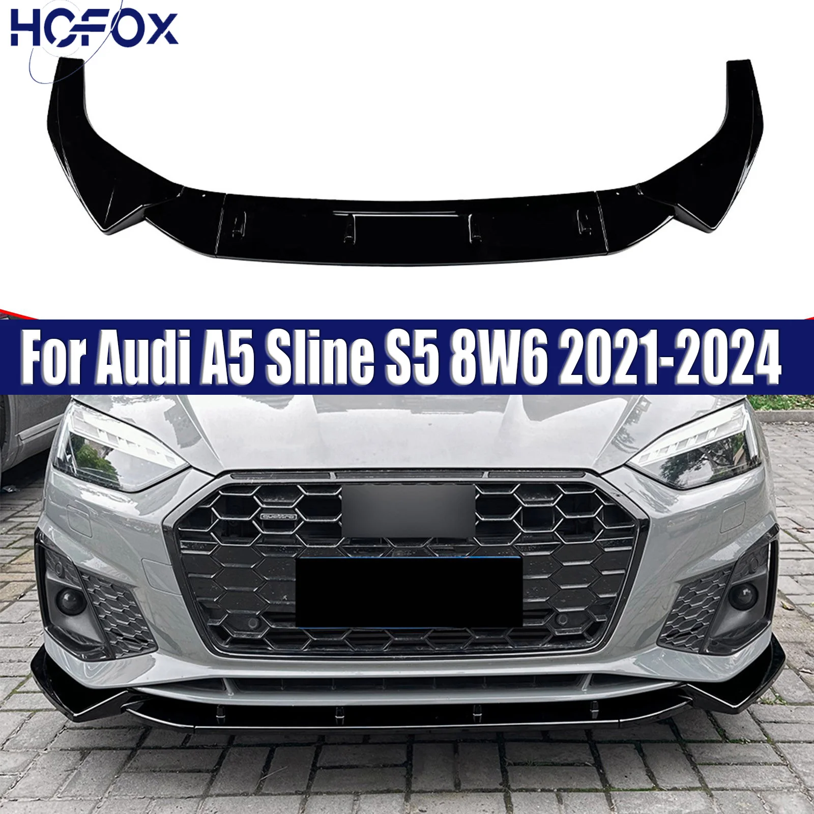 

For Audi A5 Sline S5 8W6 2021-2024 Front Bumper Spoiler Splitter Bumper Canard Lip Splitter Front Bumper Surround