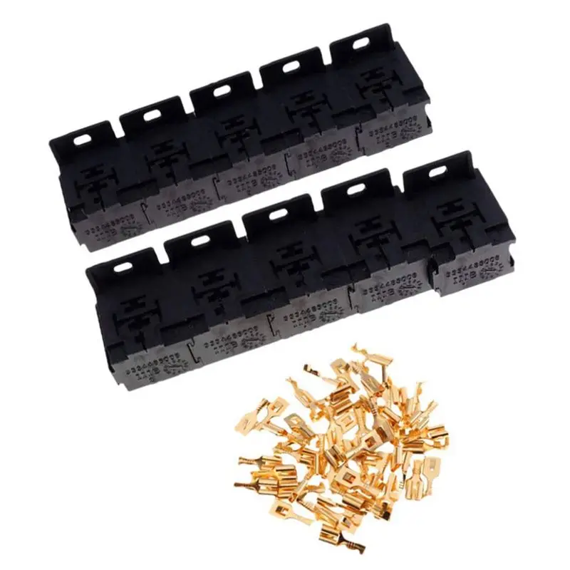 

Leading-2 Pcs Car 30A-80A Relay Bracket Terminal Case Holder Relay Base Holder 5 Pin Socket With 100Pcs 6.3Mm Terminals For Car