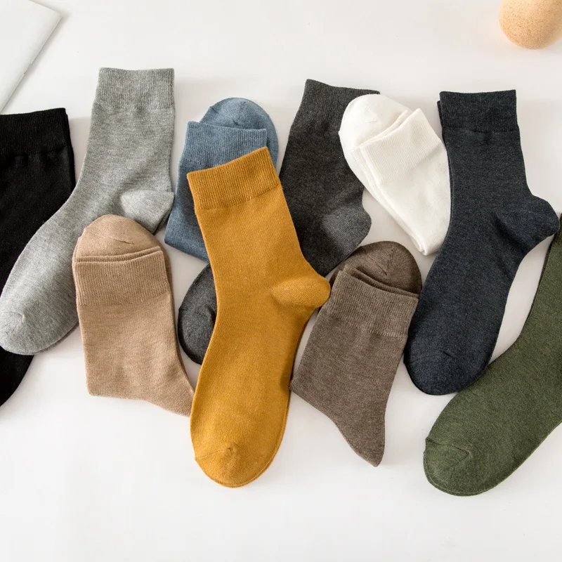 95% Combed Cotton Socks Men Business Dress Long Socks Soft Breathable Spring Summer Colorful Sock For Man 5Pairs/Lot