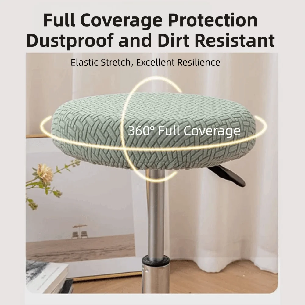 Stretchable Bar Round Stool Cover Soft Solid Color Chair Slipcover Elastic Dust-proof Swivel Chair Cover Coffee Shop