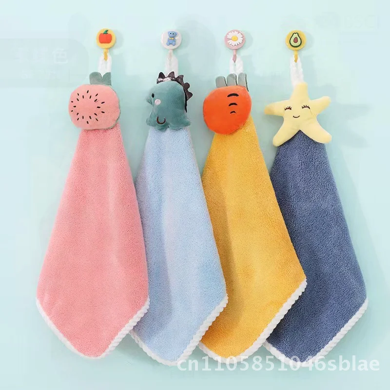 Полотенце для рук с героями мультфильмов, коралловый бархат, утолщенный, водопоглощающий, не вонючий, 30x30 см, мягкий носовой платок, сувенир для дома