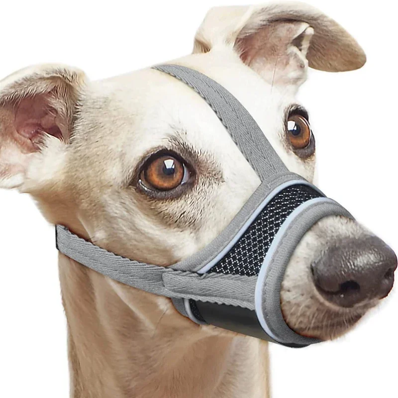 Reinforced with Breathable Mesh and Adjustable Ring Pet Mouth Cover Dog Mouth Cover Reflective Soft Nylon Mouth Cover