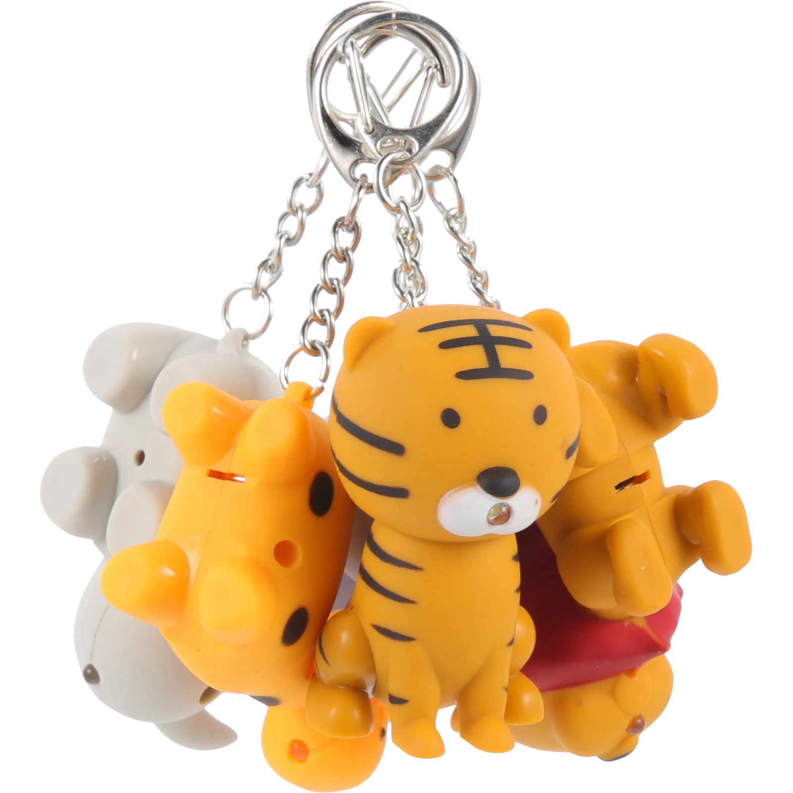 5Pcs Animal Keychains Light Up Flashlight Sound Party Favors Kids Boys Girls Keychains Key Chains Keyrings Funny Keychain