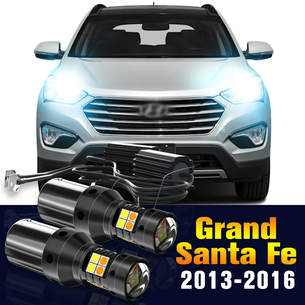 

2pcs LED Dual Mode Turn Signal+Daytime Running Light DRL Lamp For Hyundai Grand Santa Fe 2013-2016 2014 2015 Accessories