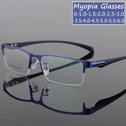 Vintage Near Sight Glasses Unisex Men Half-frame Anti Blue Light Business Eyeglasses Finished Optical Myopia Eyewear Diopter