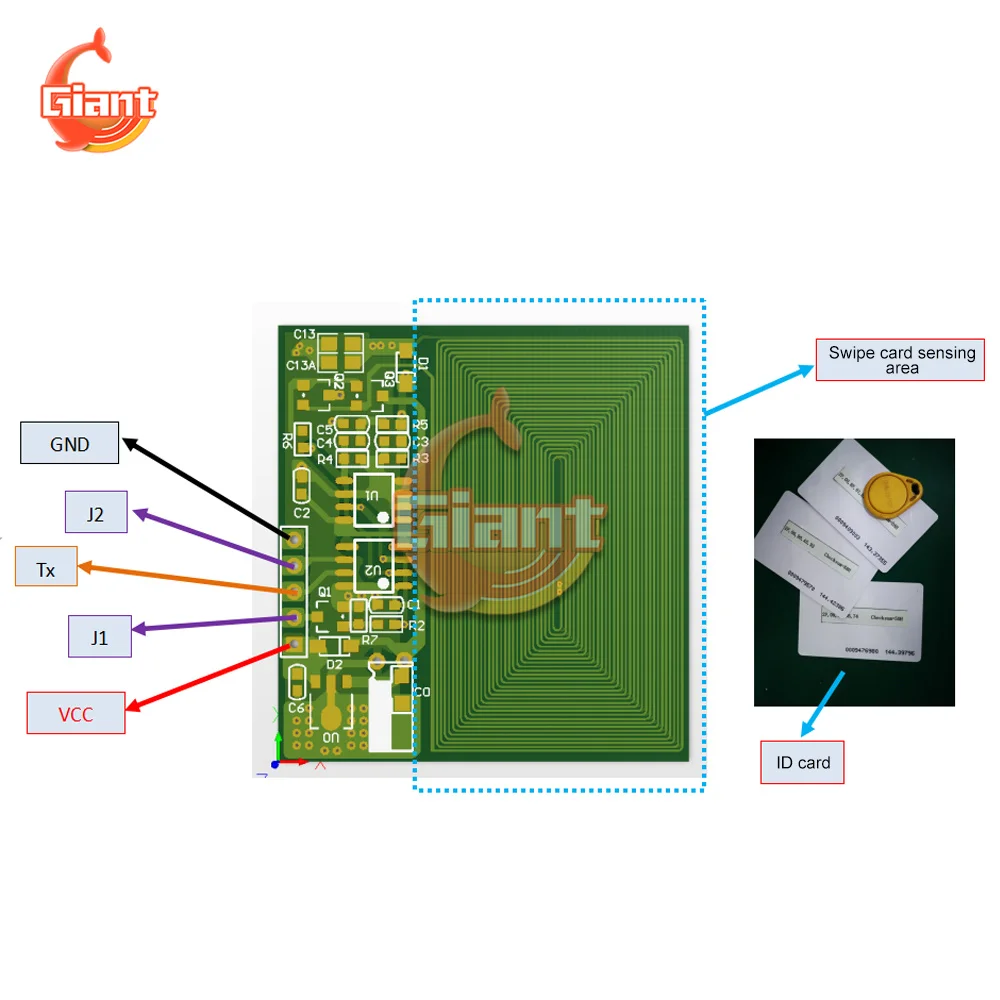 RFID 125kHz lector de tarjetas módulo integrado módulos de circuito UART interfaz RDM6300