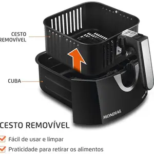 Elektrische Fritteuse ohne Öl/Luft-Fritteus-Mondialfamilie AFN-40-BI Black 4L mit Timer-110V 12 Hauptverkäufe Elektrische Breitmaschine - №10