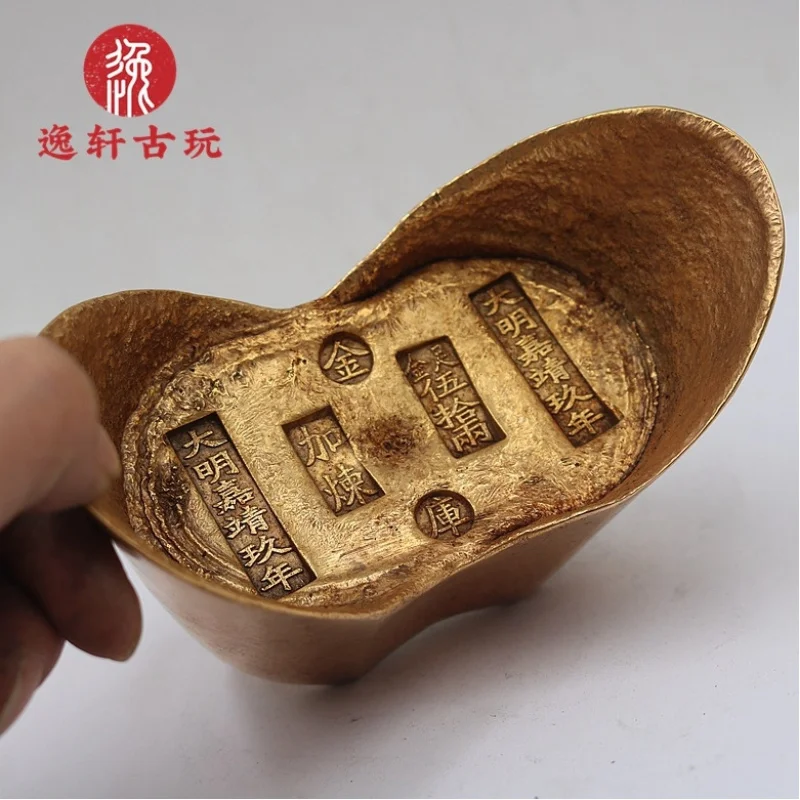 Ancient , Northern Song Dynasty 50 liang gilded 2.5kg ingots, Qing and Ming gold bricks decorative pieces with r