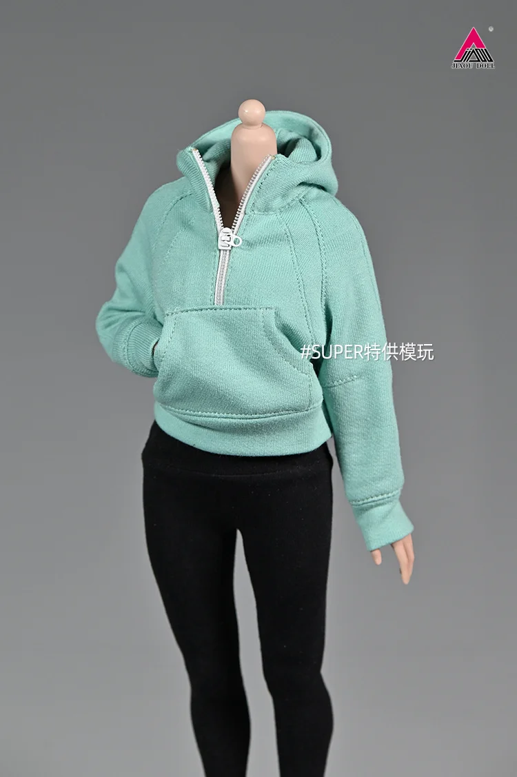 تخصيص 1/6 مقياس أنثى نصف البريدي قصيرة هوديي سترة الملابس نموذج صالح 12 ''الجندي عمل الشكل الجسم الدمى #3