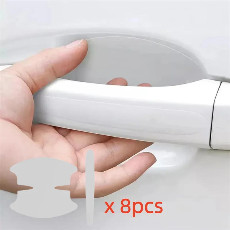 8pcs/pack Universal Car Door Handle Anti-scratch Protective Stickers Clear Invisible Car Door Wrist Paint Protection Film Decals