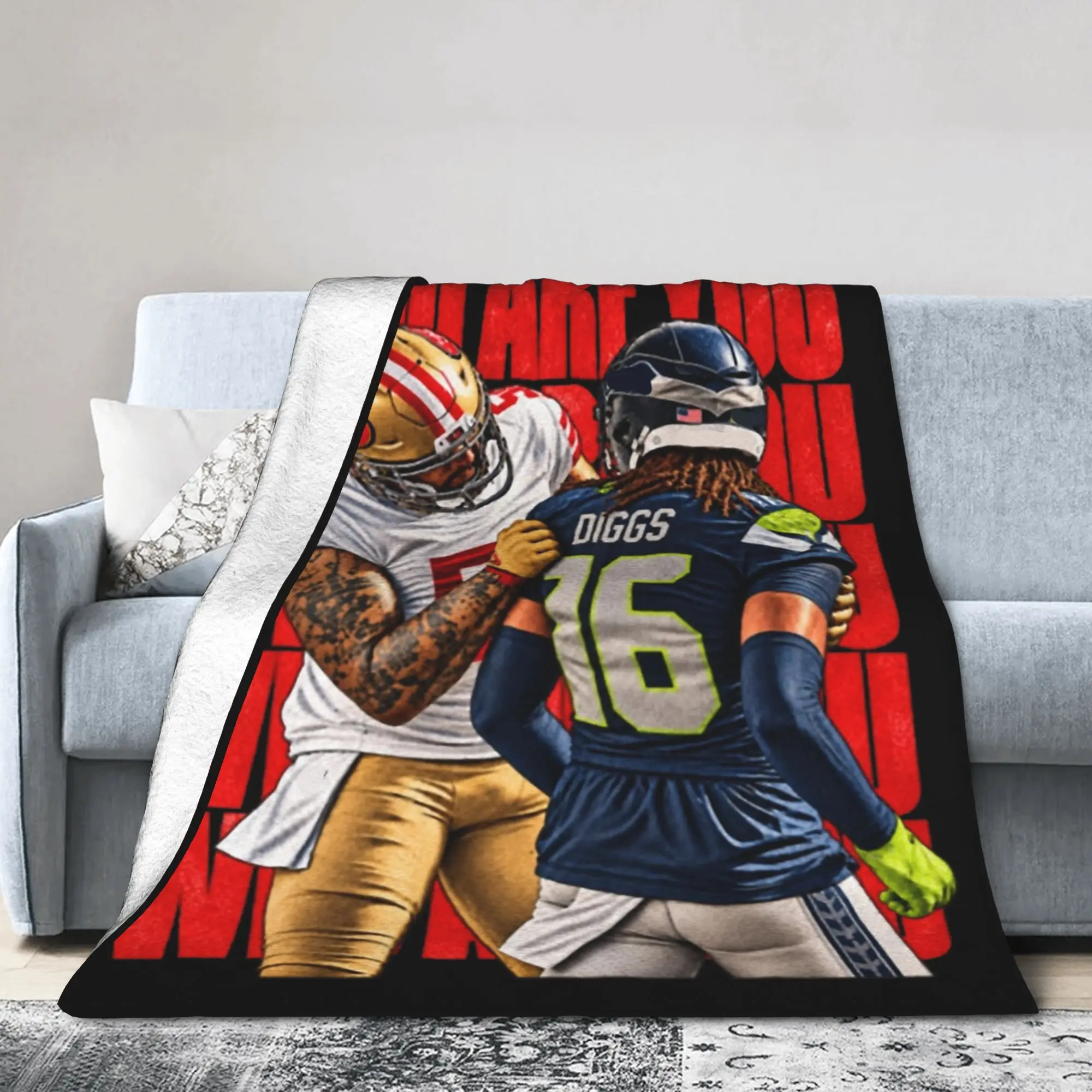 Mike Evans Rugby Who Are You Flannel Blankets  Awesome Throw Blankets for Bed Sofa Couch 125*100cm Quilt,
