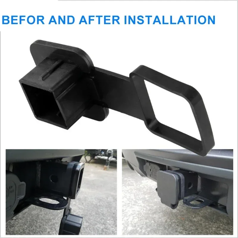 Trailer Hitch 2 Inch Receiver Plug Square Dust Cap Cover 50mm Tube Tow Hook Car SUV Truck Accessories Parts Heavy Duty Black