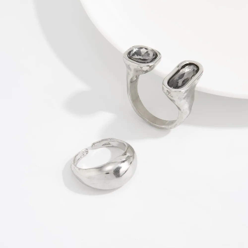 2Pcs/set Light Lux Toe Ring Set Plain Metal Open Adjust Acrylic Gem Band Acrylic Stone Multi Pack Open Foot Ring Beach Vacation