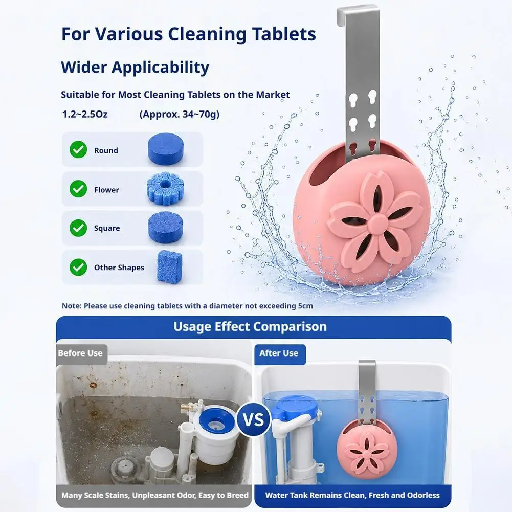 Silicone Toilet Tank Cleaner Holder Multi-Functional Toilet Seat Ring Hanging Cleaning and Deodorizing Device Support view 5