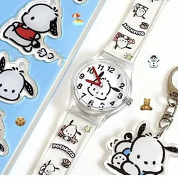 New Sanrio HelloKitty Pochacco Anime Characters Electronic Watch Student Printing Transparent Wild Creative Watch Christmas Gift