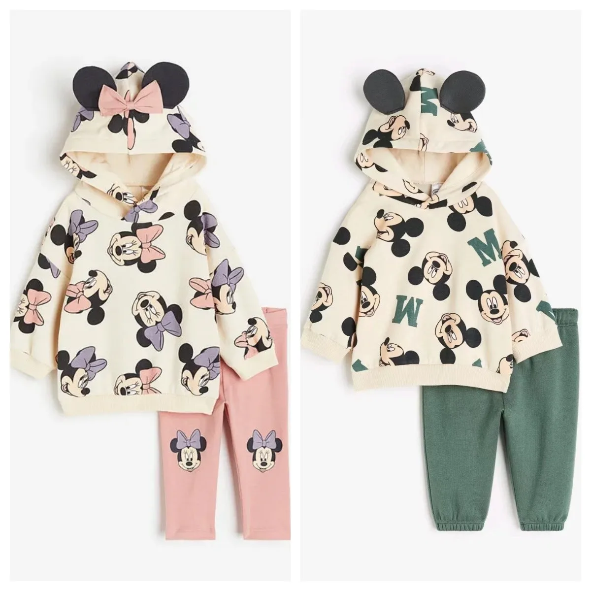 Ensemble à capuche pour enfants, vêtements pour bébés garçons, Mickey, pulls décontractés à capuche, sweat-shirt + pantalon, 2 pièces/ensemble