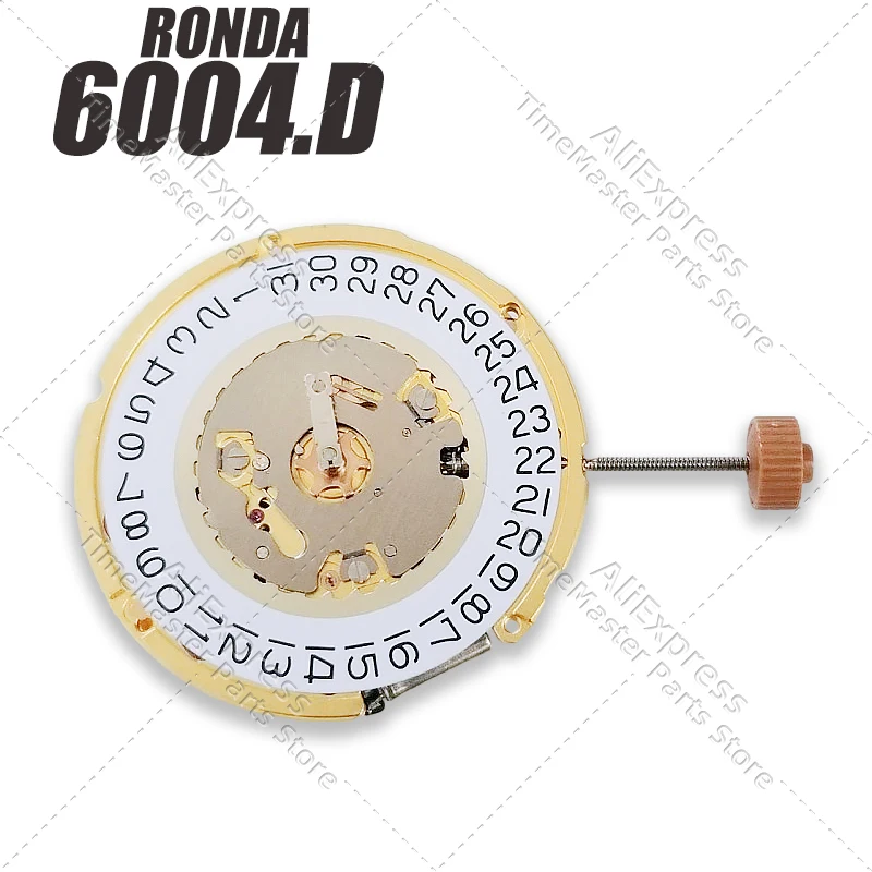 론다 6004.D 쿼츠 무브먼트 26mm 날짜 표시 소형 초침 2개 무브먼트 시계 수리 및 교체용 373 배터리