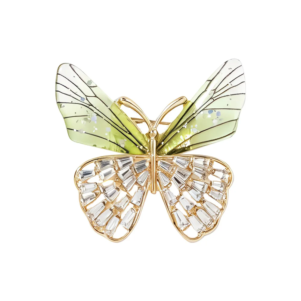 Gentle Forest Style Transparent Wing Butterfly Brooch Women's Rhinestone Suit Dress, Temperament Pin, Niche High-end Accessory