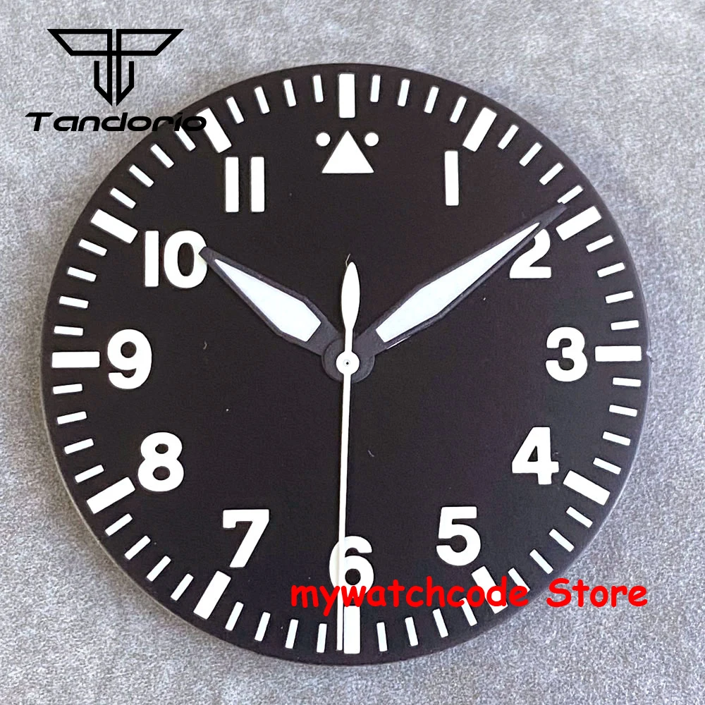 NONE Nologo Pilotenuhr-Zifferblatt, 33,5 mm, für NH35, NH36, ETA2824, PT5000, ST2130, Miyota 8215, grün leuchtende Taucherfeld-Uhrenteile für Mod 8