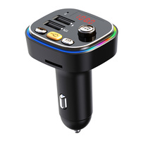 FM Transmitter Bluetooth Version 5.0 Car Player Kit Card Car Charger Quick with Dual USB Voltmeter AUX IN/OUT DC 12/24V