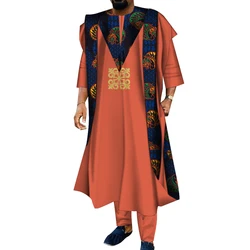 Afrikanische Kleidung für Männer Dashiki Shirts Ankara Hosen 3 Stück Set Hochzeit Abend Outfits Robe Anzug Traditionelle Kleidung WYN1526