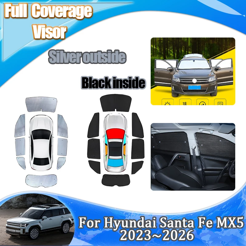 

For Hyundai Santa Fe MX5 Accessories 2023 2024 2025 2026 Windshield Sunshades Blind Shade Sun Visor Anti-UV Rays Car Accessories