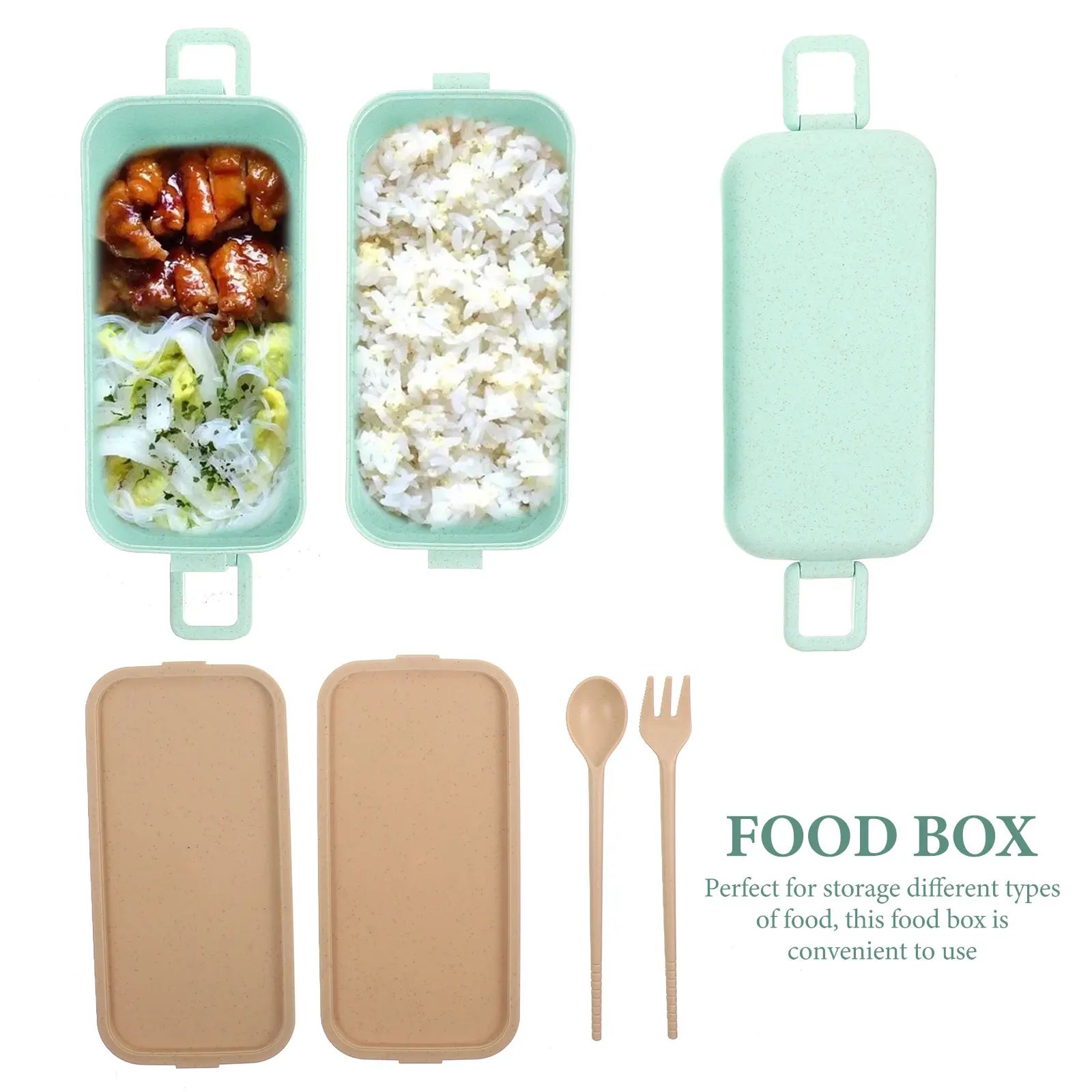 

Lunch Box Bento Container Food Storage Boxes for Adults Kids Reusable Microwave Safe Straw Material