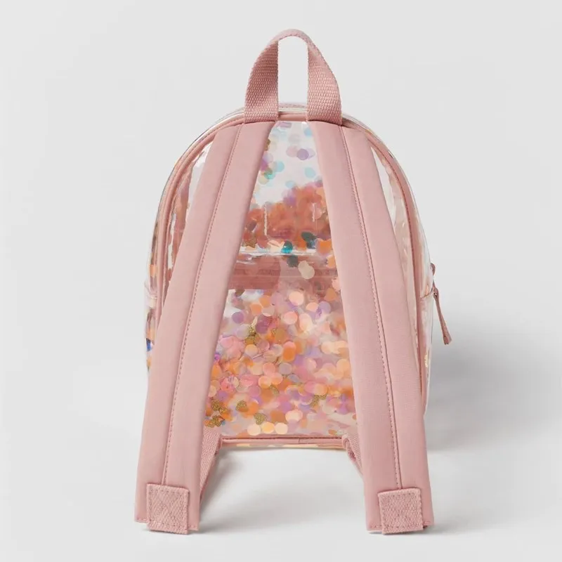 2023 Summer Confetti Transparent PVC Backpack Kids Ladies SchoolBag Kindergarten Children Color Confetti Ornament Girls Backpack