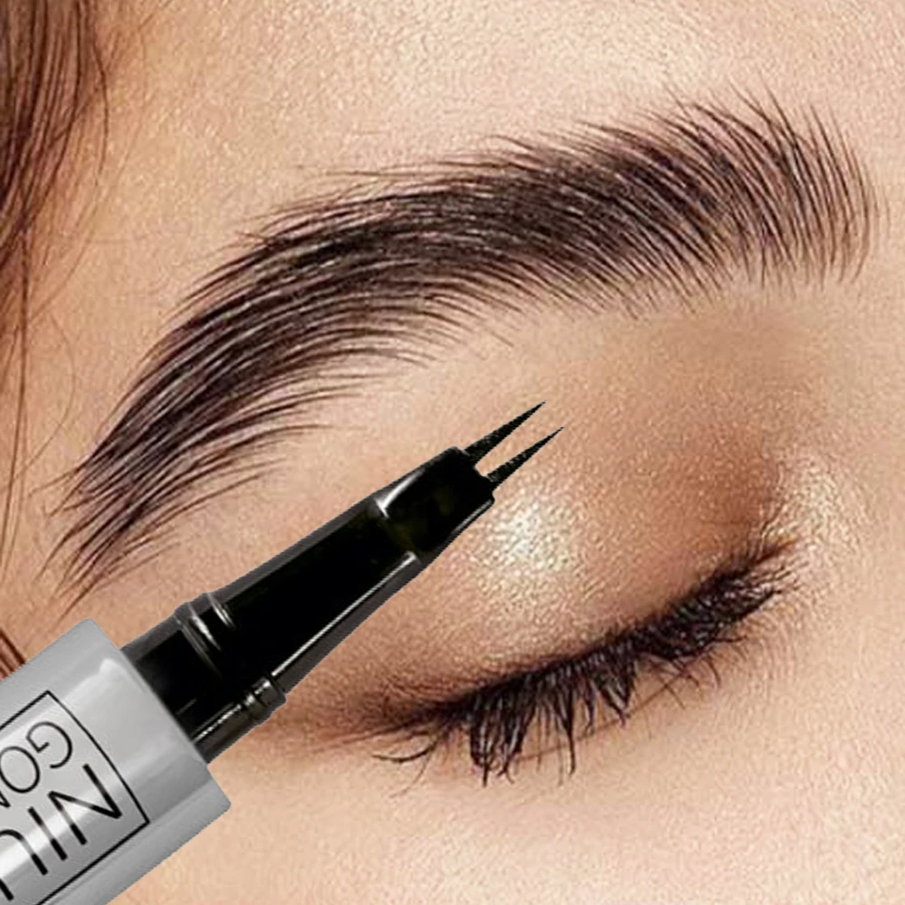 Matita per sopracciglia liquida a due punte a 2 punti matita per sopracciglia impermeabile a prova di sudore forma per sopracciglia facile da indossare Microblade Brow Pencil Makeup