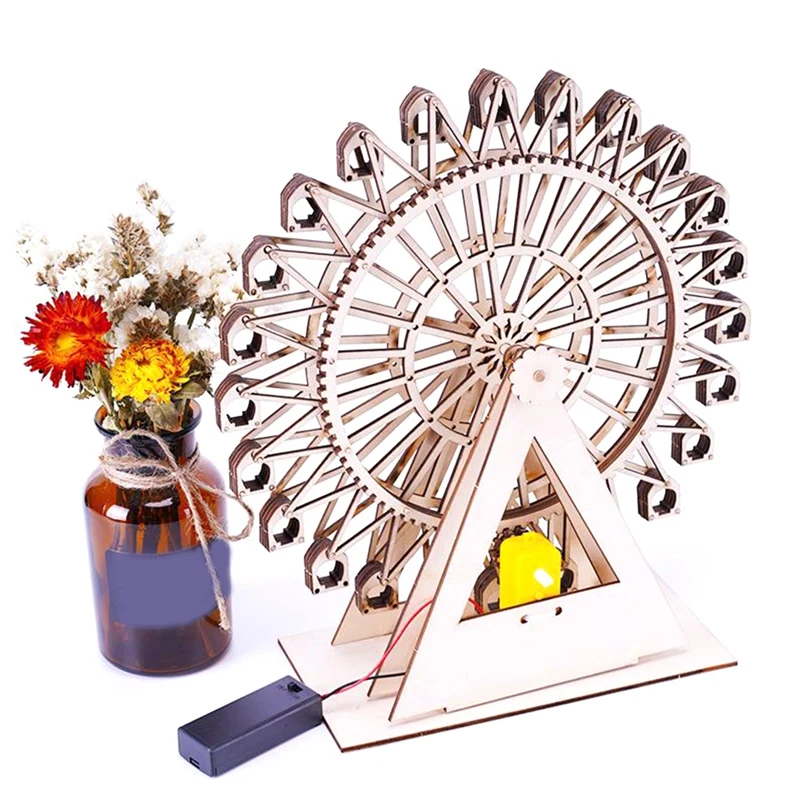 Roue rotative en bois bricolage pour enfants, kit d'ingénierie, jouets de construction de modèles dos, installation facile, utilisation facile, 8-12-16 ans