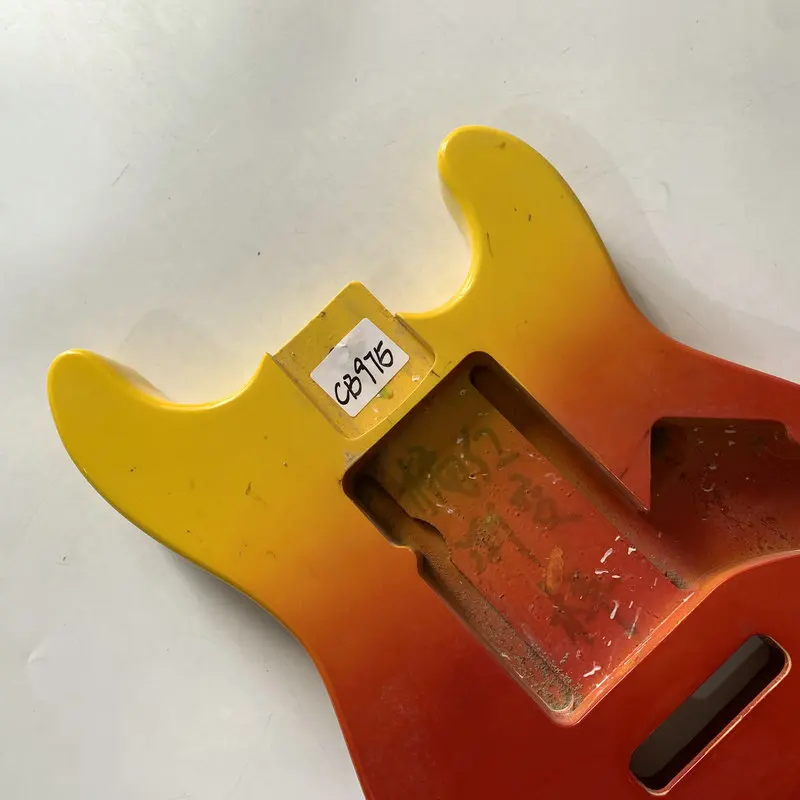 CB975 Rainbow Color Mini Electric Guitar Body with Damages and Cracks Unfinished Travel Guitar for DIY Special Sales