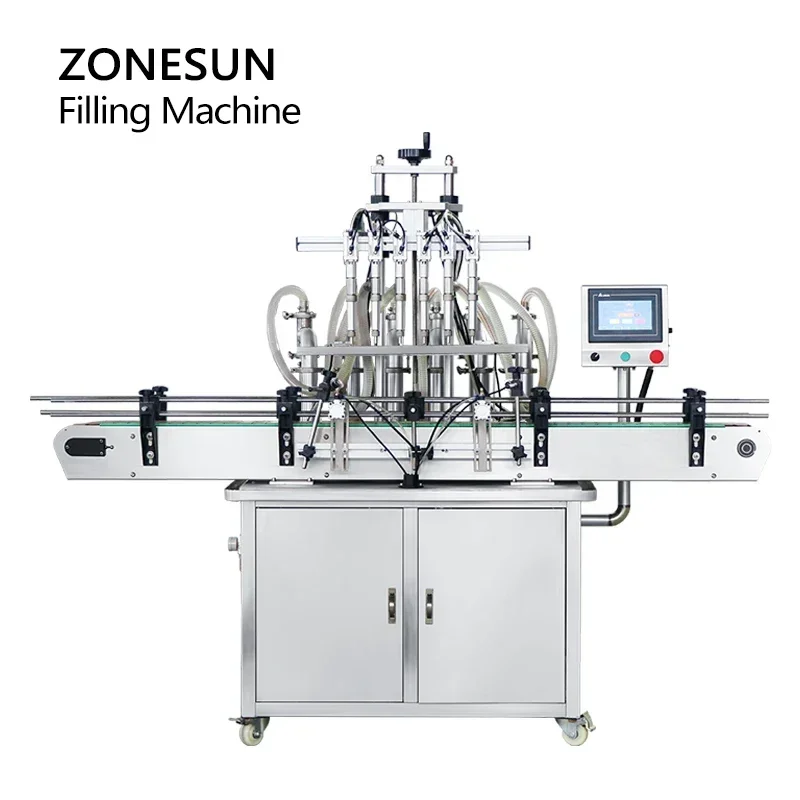 ZONESUN ZS-YT6T-6V Автоматическая разливочная машина Смесительный бак Эмульгарующий блендер Поршневой насос Косметическое моющее средство Шампунь Бутылка сока