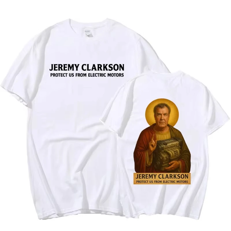 Jeremy Clarkson Protect Us From Electric Motors Lustige Meme-Grafik-T-Shirts für Damen, modische Baumwoll-T-Shirts mit kurzen Ärmeln