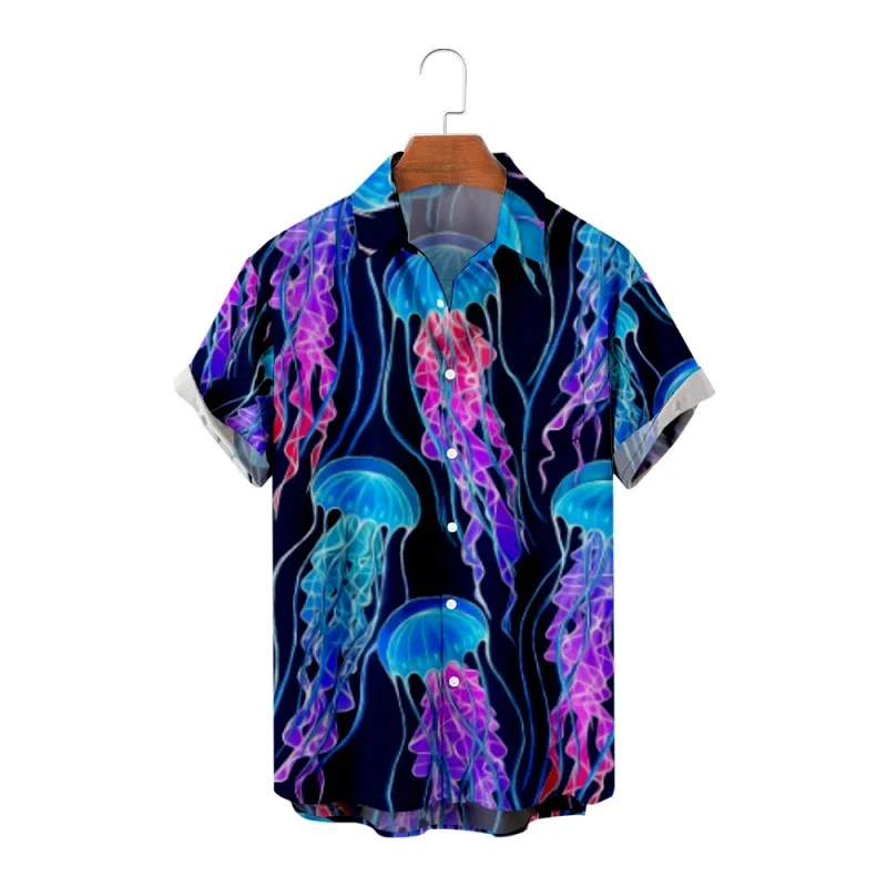 

Мужская модная гавайская футболка Y2K Hombre рубашка с рисунком медуз 3D принт уютная повседневная пляжная одежда с короткими рукавами большого размера