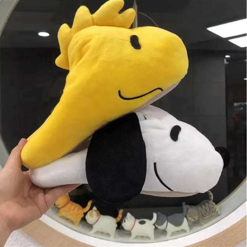 Snoopy Couple Plush Slippers Cartoon Fleece Indoor Cotton Warm Slippers Winter Thicken Platform Slipper Shoes Miniso