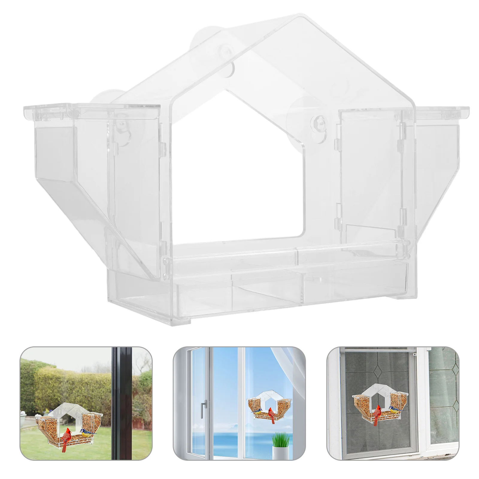 

Clear Window Bird Feeder Plastic Outdoor Sturdy Suction Cups Wide Entrance Bird Watching Birdhouse Birdhouse Window