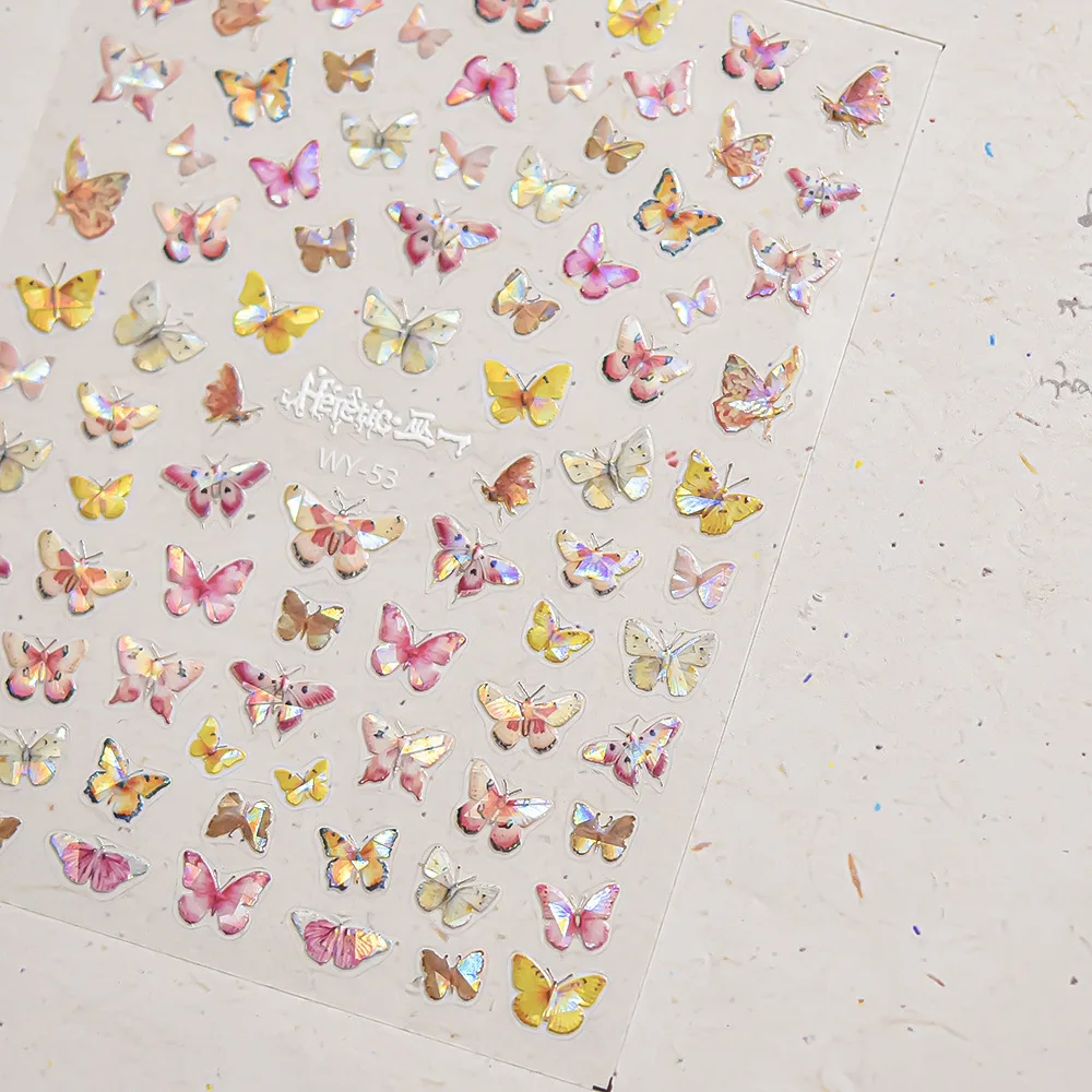 لامعة هلام فراشة الساحرة الذهبي التدرج Bowknot 5D ذاتية اللصق مسمار الفن ملصق زهرة البتلة حجر الراين مانيكير الشارات