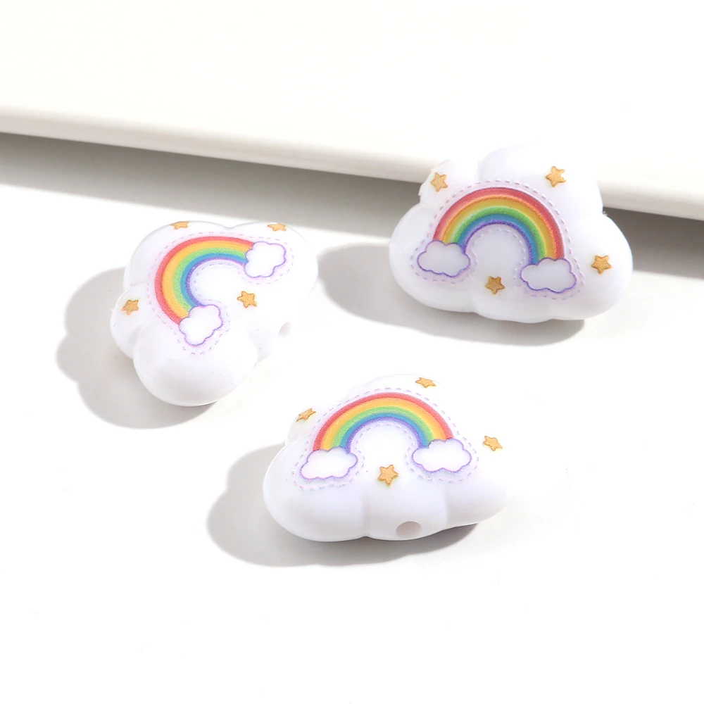 15Pcs Cute Cloud Shape Bow Acrylic Spacer Beads for DIY Jewelry