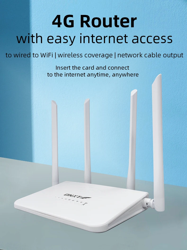 DNXT Wifi Router 300Mbps 4G Wifi Router 4 Antenna CPE Unlock Modem Portable FDD TDD LTE Network Hotspot WAN/LAN Port