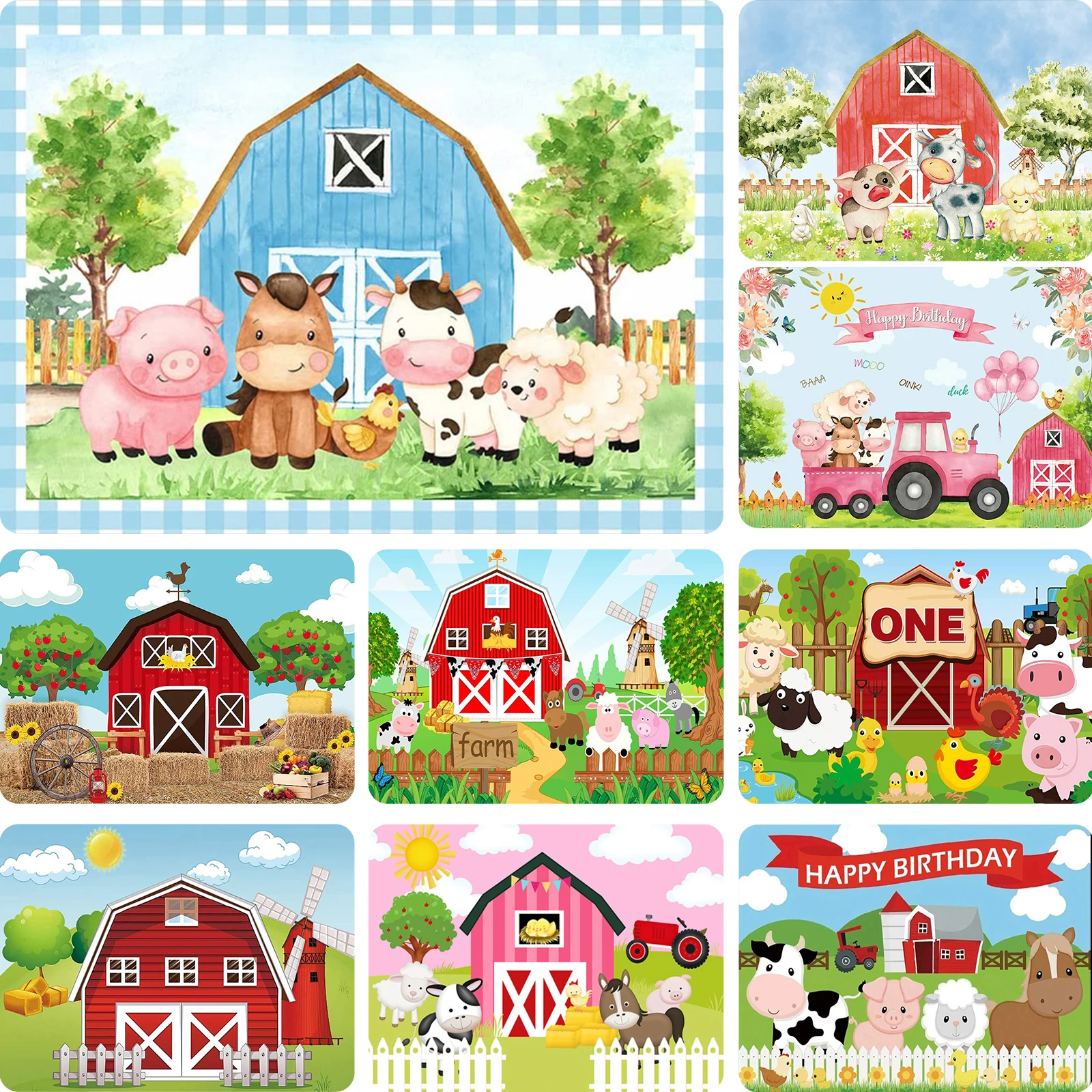 Cartoon Farm Animal Theme Photography Background Birthday Party Decoration Baby Bath Photography Studio Photo Studio Props